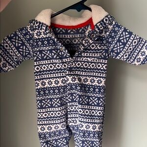 Cozy Blue Patterned Kids One Piece